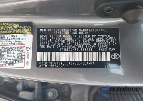 2006 Toyota Camry Le from USA, damaged, VIN 4T1BE32K56U658243